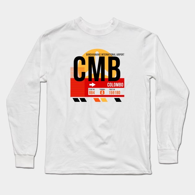 Colombo (CMB) Airport // Sunset Baggage Tag Long Sleeve T-Shirt by Now Boarding